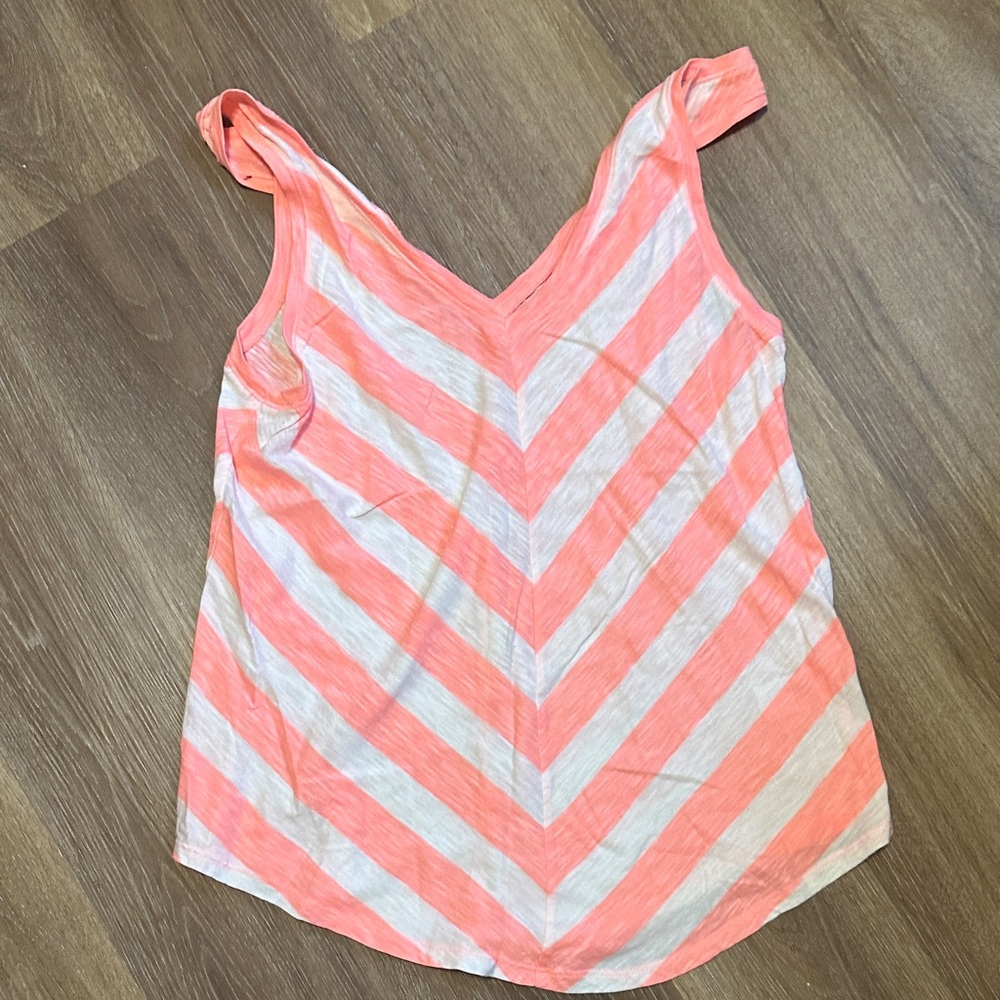 Maurices Coral and White Chevron Tank Top
